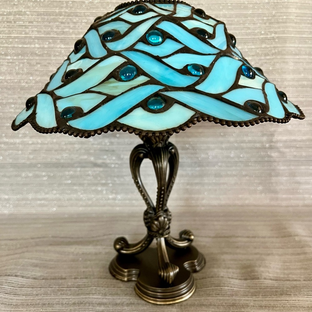 PartyLite Spring Water Candle Holder Lamp Tiffany Style Stained Glass - Picture 2 of 14